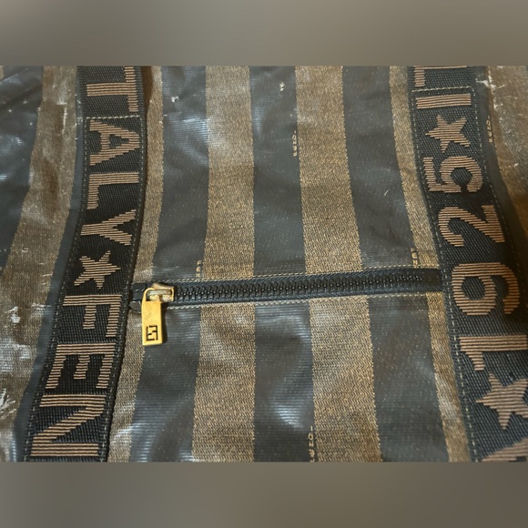 SOLD❤️ FENDI Roma Pequin Stripe Coated Canvas Duffle/ Travel/ Weekender Bag XL - Picture 7 of 13